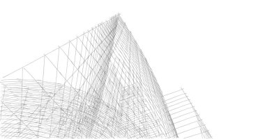 Mimari sanat konseptinde soyut çizgiler, minimum geometrik şekiller. 
