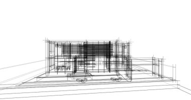 Arkaplanda mimari bina 3d illüstrasyon