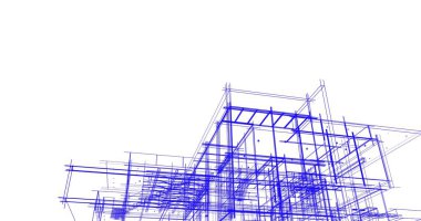 Arkaplanda mimari bina 3d illüstrasyon