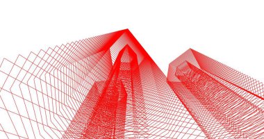 3d mimari duvar kağıdı tasarımı, dijital bina çizimi 