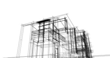 Mimari sanat konseptinde soyut çizgiler, minimum geometrik şekiller. 