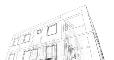 Mimari sanat konseptinde soyut çizgiler, minimum geometrik şekiller. 