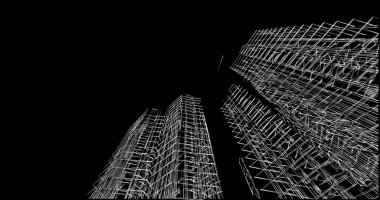 Mimari sanat konseptinde soyut çizgiler, minimum geometrik şekiller. 