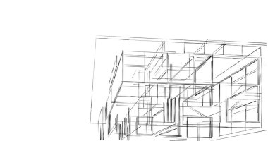 Mimari sanat konseptinde soyut çizgiler, minimum geometrik şekiller. 