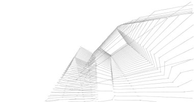 Mimari sanat konseptinde soyut çizgiler, minimum geometrik şekiller. 