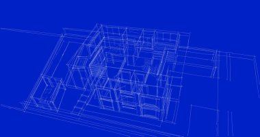 Arkaplanda mimari bina 3d illüstrasyon