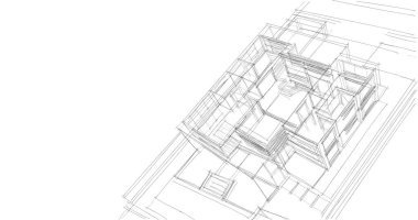 Mimari sanat konseptinde soyut çizgiler, minimum geometrik şekiller. 
