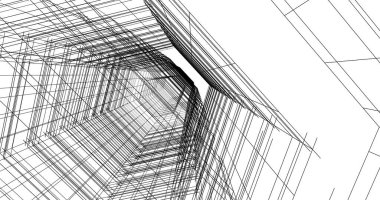 Arkaplanda mimari bina 3d illüstrasyon