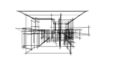 Mimari sanat konseptinde soyut çizgiler, minimum geometrik şekiller. 