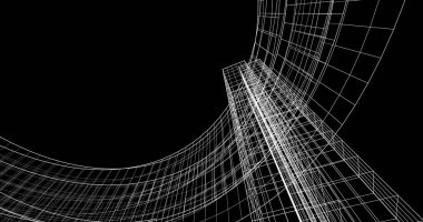 Mimari sanat konseptinde soyut çizgiler, minimum geometrik şekiller. 