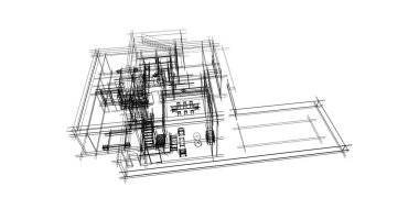 Mimari sanat konseptinde soyut çizgiler, minimum geometrik şekiller. 