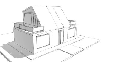 Arkaplanda mimari bina 3d illüstrasyon