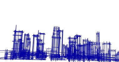 Arkaplanda mimari bina 3d illüstrasyon