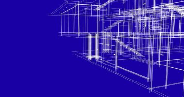 Arkaplanda mimari bina 3d illüstrasyon