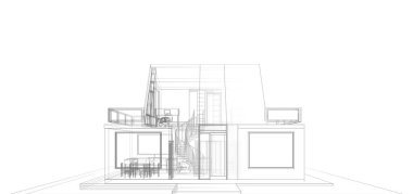 Arkaplanda mimari bina 3d illüstrasyon,