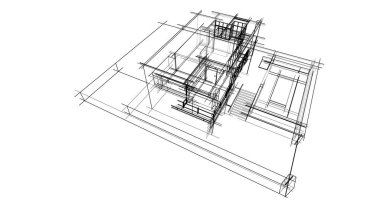 Mimari sanat konseptinde soyut çizgiler, minimum geometrik şekiller. 