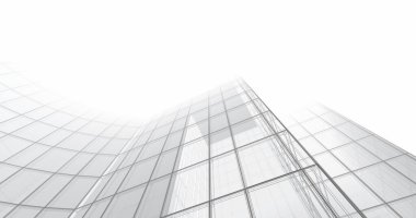 Arkaplanda mimari bina 3d illüstrasyon