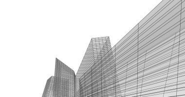 Arkaplanda mimari bina 3d illüstrasyon