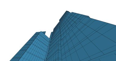 Arkaplanda mimari bina 3d illüstrasyon