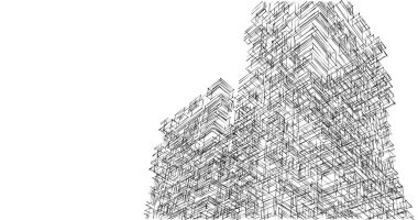 Mimari sanat konseptinde soyut çizgiler, minimum geometrik şekiller. 