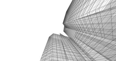 Arkaplanda mimari bina 3d illüstrasyon