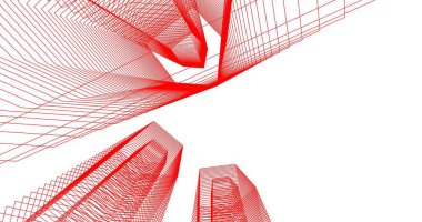 3d mimari duvar kağıdı tasarımı, dijital bina çizimi 