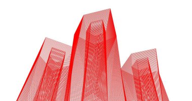 3d mimari duvar kağıdı tasarımı, dijital bina çizimi 