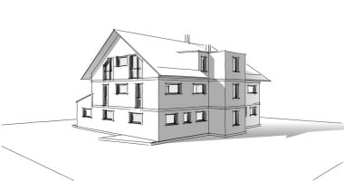 Mimari sanat konseptinde soyut çizgiler, minimum geometrik şekiller. 