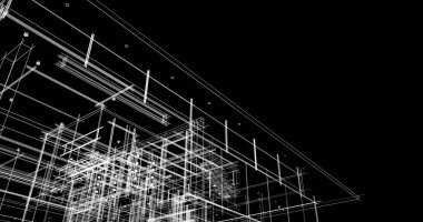 Arkaplanda mimari bina 3d illüstrasyon