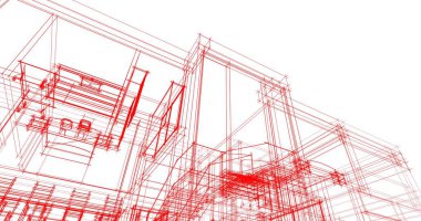 Mimari sanat konseptinde soyut çizgiler, minimum geometrik şekiller. 
