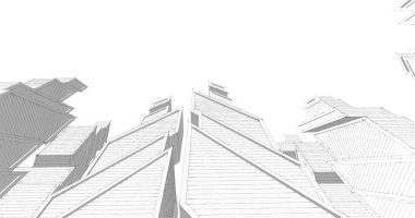 Mimari sanat konseptinde soyut çizgiler, minimum geometrik şekiller. 