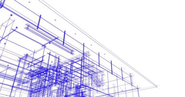 Arkaplanda mimari bina 3d illüstrasyon