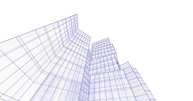 Arkaplanda mimari bina 3d illüstrasyon