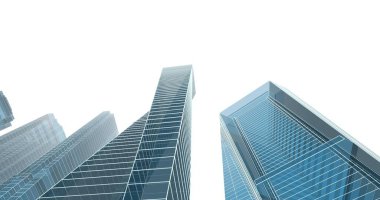 Arkaplanda mimari bina 3d illüstrasyon