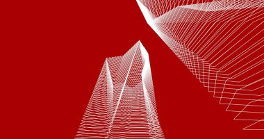 Mimari sanat konseptinde soyut çizgiler, minimum geometrik şekiller. 