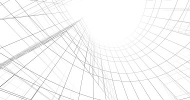 Mimari sanat konseptinde soyut çizgiler, minimum geometrik şekiller. 