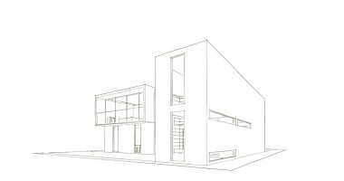 Arkaplanda mimari bina 3d illüstrasyon