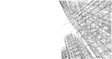 Mimari sanat konseptinde soyut çizgiler, minimum geometrik şekiller. 