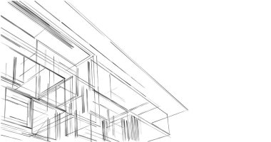 Mimari sanat konseptinde soyut çizgiler, minimum geometrik şekiller. 