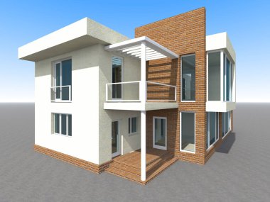 Arkaplanda mimari bina 3d illüstrasyon