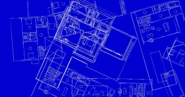 Mimari sanat konseptinde soyut çizgiler, minimum geometrik şekiller. 