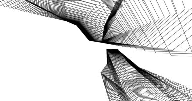 Mimari sanat konseptinde soyut çizgiler, minimum geometrik şekiller. 