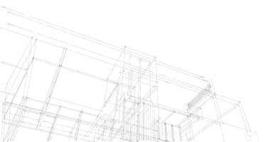 Arkaplanda mimari bina 3d illüstrasyon