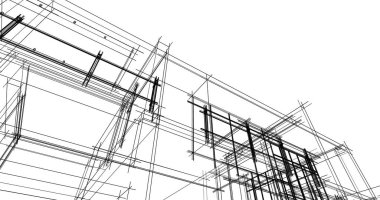 Arkaplanda mimari bina 3d illüstrasyon