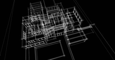 Arkaplanda mimari bina 3d illüstrasyon