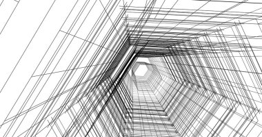 Arkaplanda mimari bina 3d illüstrasyon