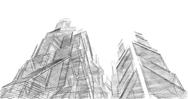 Mimari sanat konseptinde soyut çizgiler, minimum geometrik şekiller. 