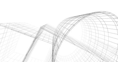 Mimari sanat konseptinde soyut çizgiler, minimum geometrik şekiller. 