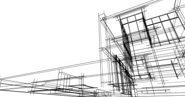 Arkaplanda mimari bina 3d illüstrasyon