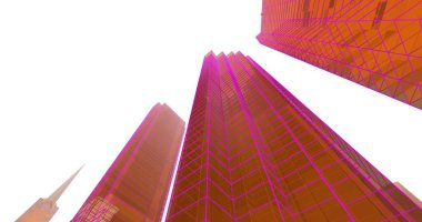 Arkaplanda mimari bina 3d illüstrasyon